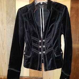 Black Velvet Military Style Jacket WHBM